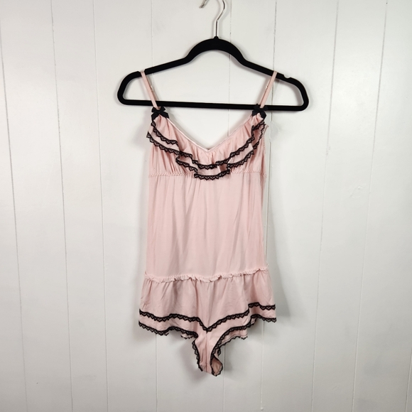 Victoria's Secret Other - Victoria's Secret Babydoll Romper PJs Pink Ruffles Size Medium New NWT Lingerie